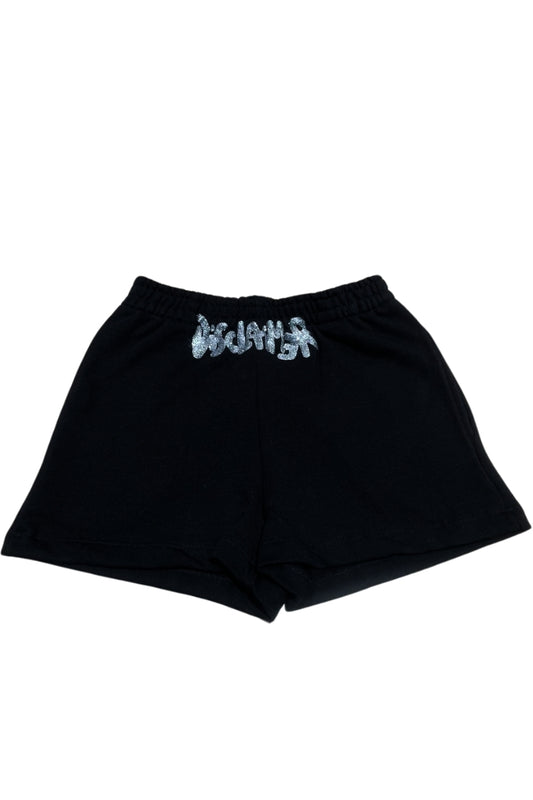 Shorts da ragazza in cotone con logo lettering con glitter sul davanti 26EDK58953