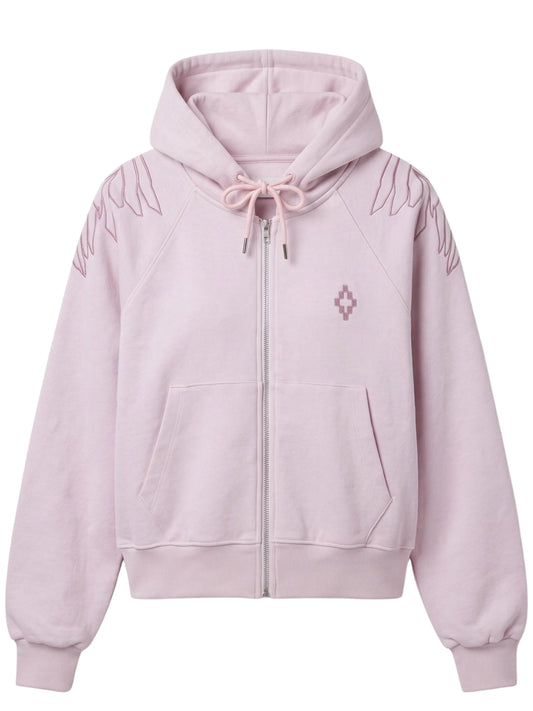 Felpa aperta da donna con motivo ali con strass sul retro 26ICM30212
