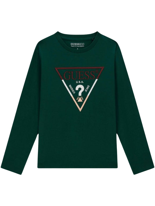 Maglia da ragazzo con maxi triangolo loggato a contrasto colore sul davanti L6YI14K3734
