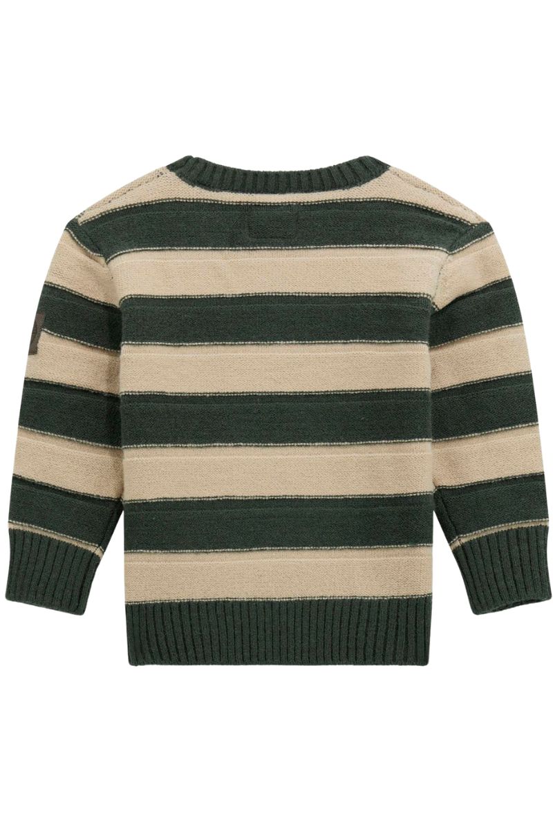 Maglione girocollo da bambino in lana tricot a righe orizzontali N5BR04Z0480