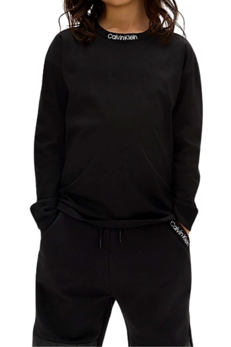 Maglia girocollo da ragazzo con logo lettering a contrasto colore sul collo IB0IB02354BEH