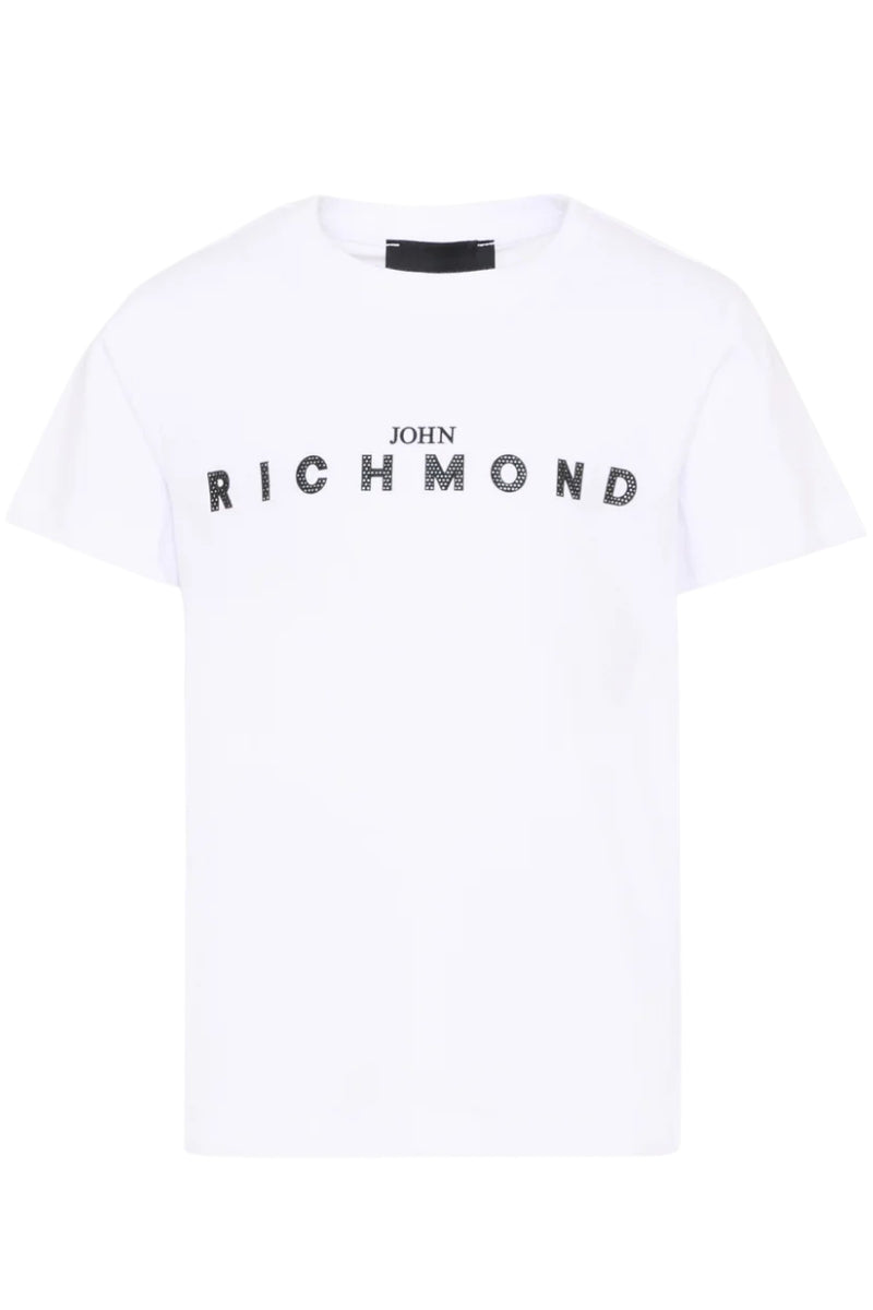 T-shirt girocollo da bambino e ragazzo in cotone con logo lettering a contrasto sul davanti RBP26008TS