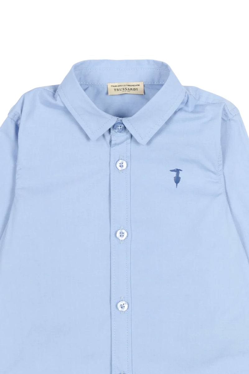 Camicia da neonato e bambino in cotone con logo lettering ricamato sul retro TIP26005CA