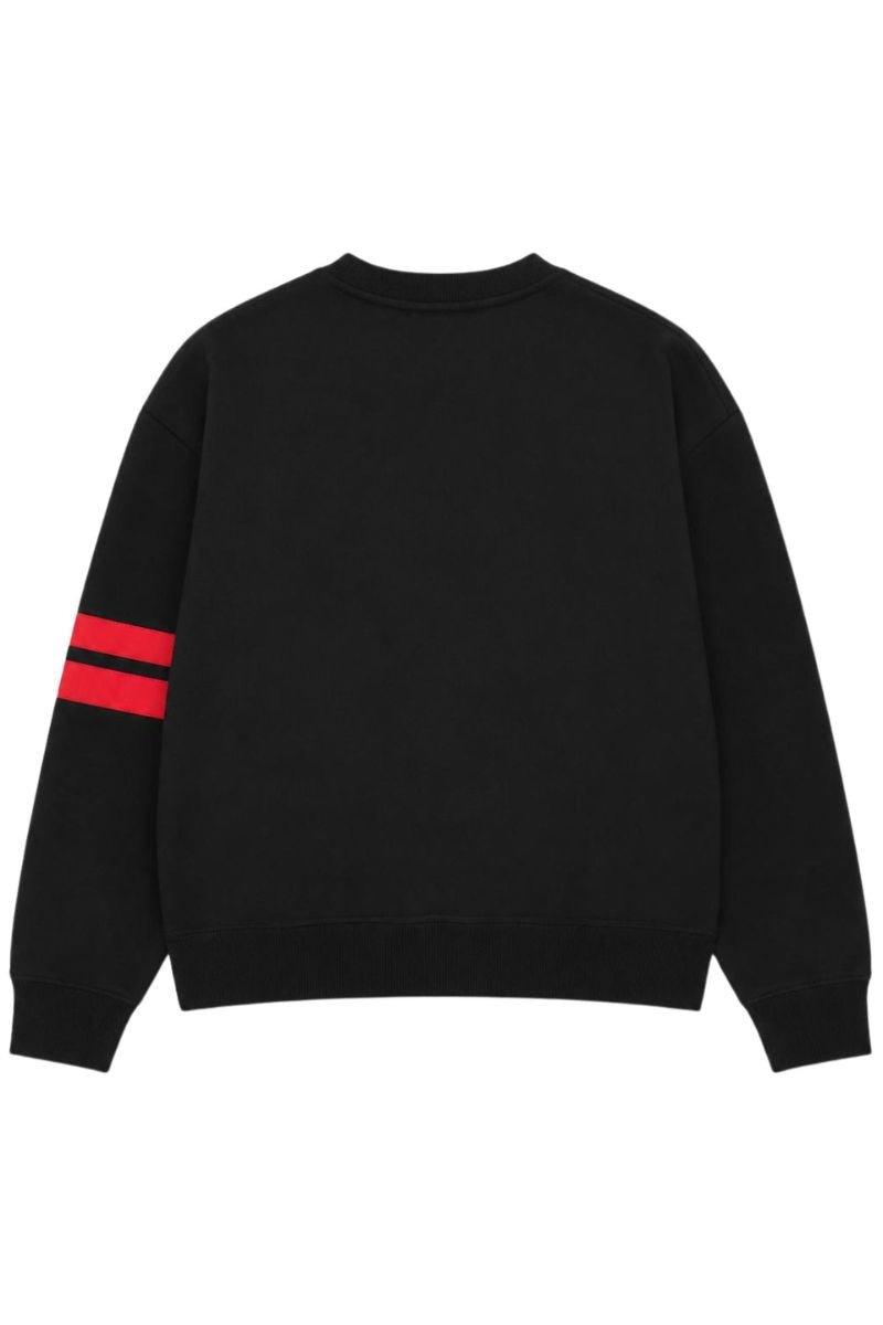 Felpa girocollo da ragazzo in cotone con maxi logo e banda a contrasto colore Z0UJQE591F004