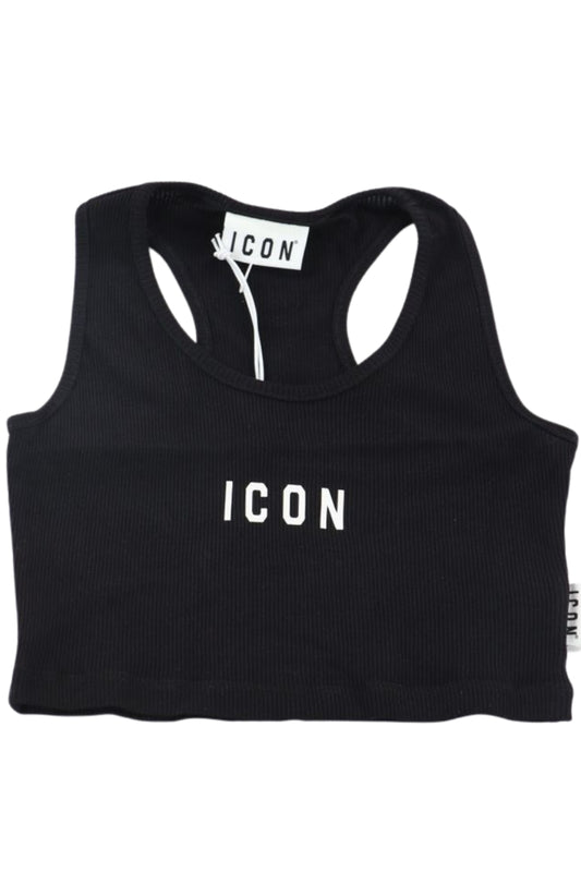 Top corto da ragazza in cotone elasticizzato a costine IGTP001241
