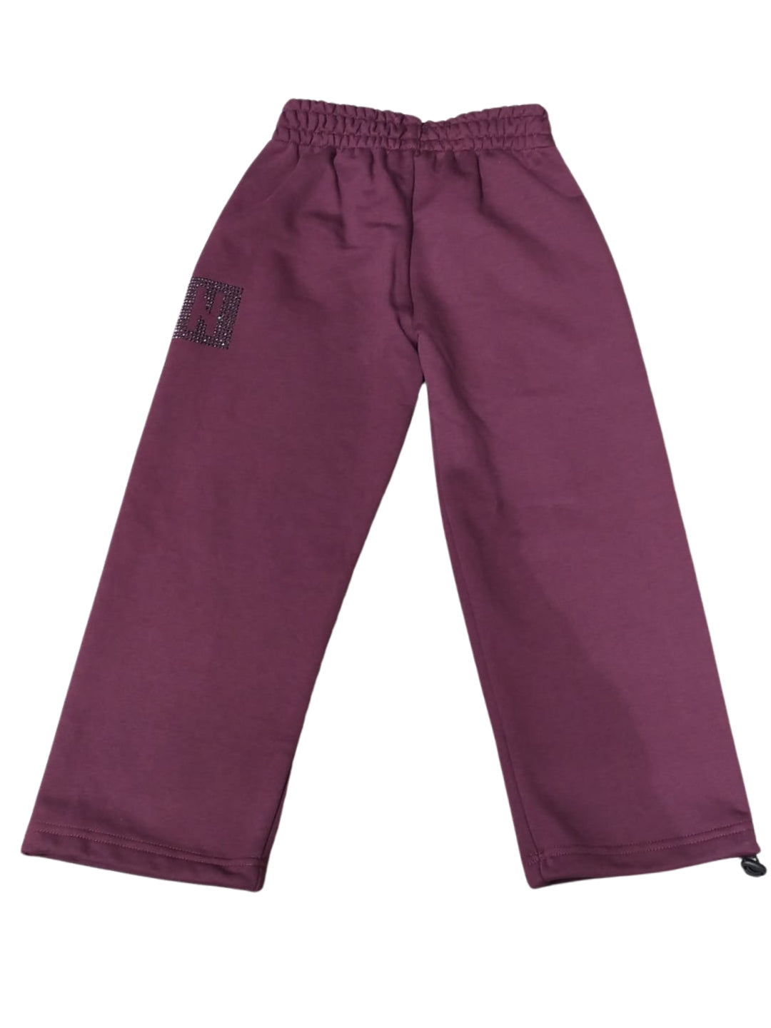 Pantaloni tuta da ragazza con logo lettering con strass sul davanti IGPS001385