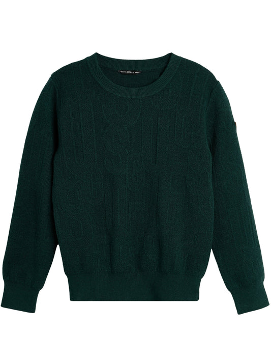 Maglione da ragazzo con maxi logo lettering ricamato all over ton sur ton L6BR04Z1590