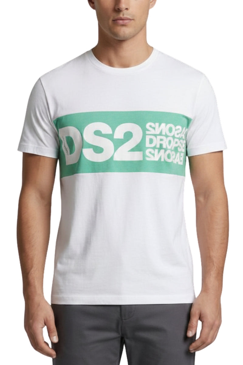 T-shirt da uomo con maxi banda loggata a contrasto colore SS26214