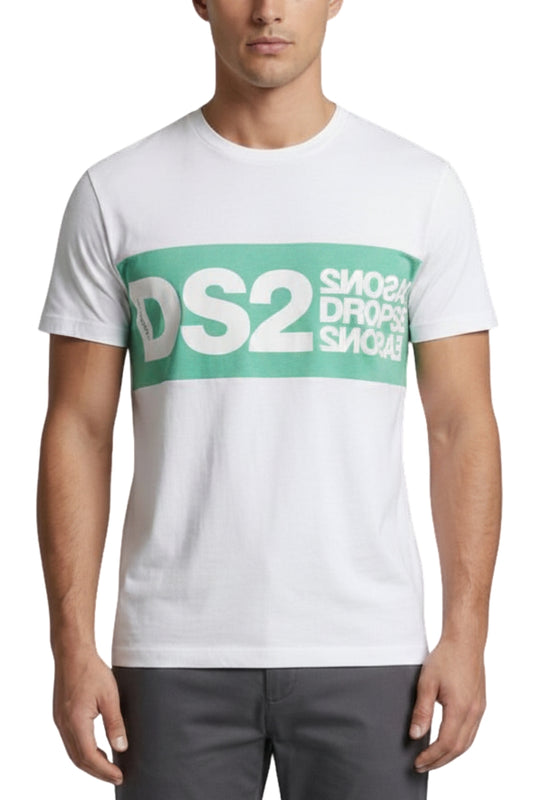 T-shirt da uomo con maxi banda loggata a contrasto colore SS26214