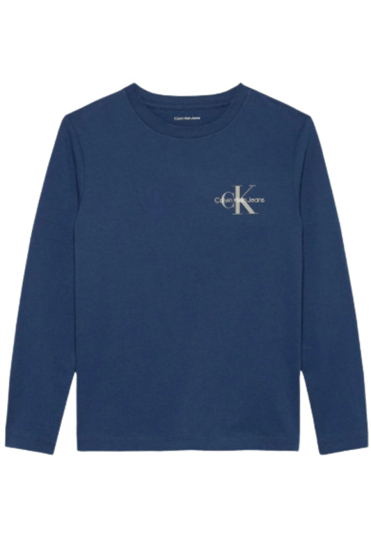 Maglia girocollo da bambino e ragazzo con logo monogram sul davanti IU0IU00677C3I