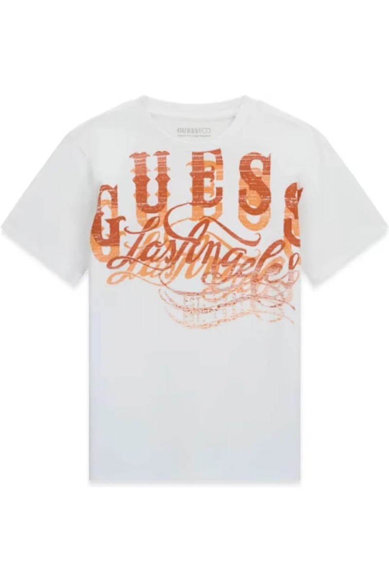 T-shirt da ragazzo in cotone con maxi stampa a contrasto bicolor  L6GI13K8HM4