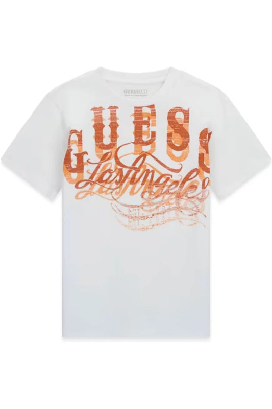 T-shirt da ragazzo in cotone con maxi stampa a contrasto bicolor  L6GI13K8HM4
