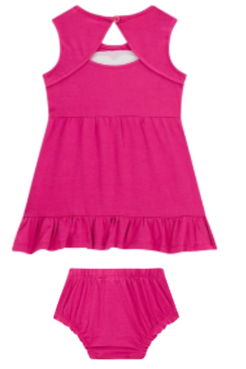 Abito da neonata girocollo con maxi cuore loggato con paillettes A6GK07K6YW4