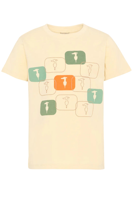T-shirt da neonato e bambino in puro cotone con stampa forntale con riquadri multicolor TIP26047TS