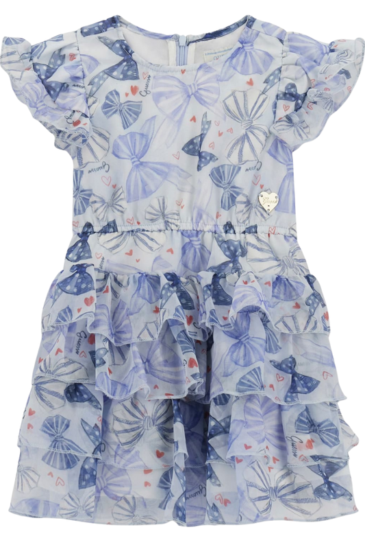 Vestito da bambina in chiffon con fantasia fiocchi (6 e 7 anni) K6RK06WA2T0