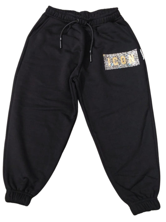 Pantaloni tuta da ragazza con logo lettering con strass sul davanti IGPS001522