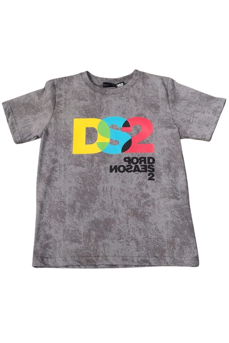 T-shirt da ragazzo in cotone con stampa effetto vintage SS26K02