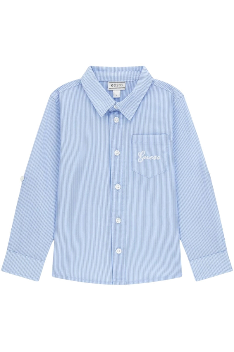 Camicia da neonato e bambino in cotone a righe con logo ricamato N6RH02WE5W0