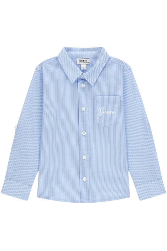 Camicia da neonato e bambino in cotone a righe con logo ricamato N6RH02WE5W0