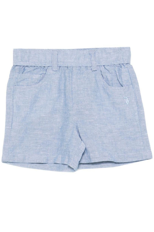 Bermuda da neonato e bambino in misto lino con logo ricamato ton sur ton TIP26039BE