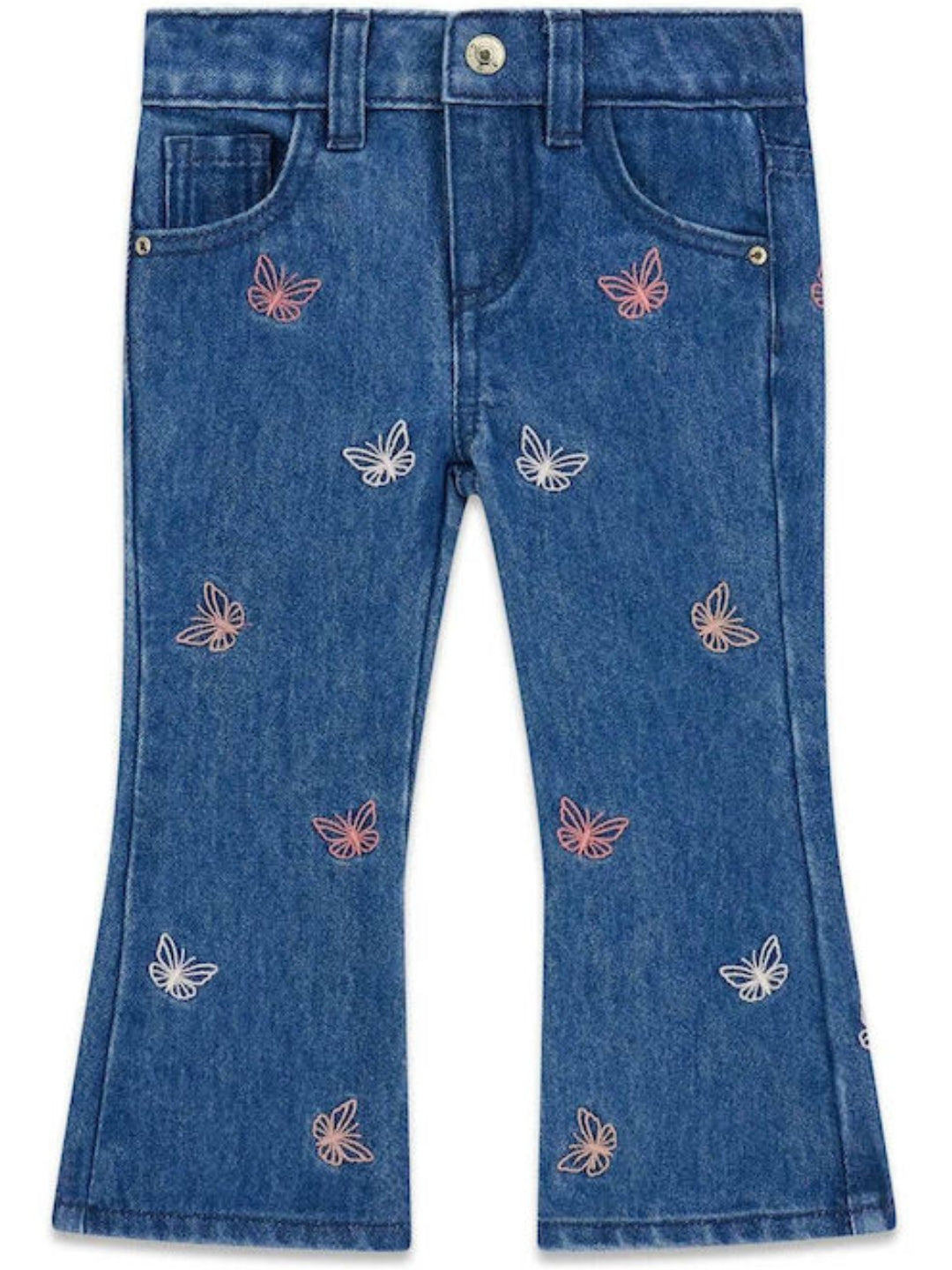 Jeans da neonata e bambina con ricami con farfalle all over K6YA07D1157