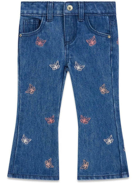 Jeans da neonata e bambina con ricami con farfalle all over K6YA07D1157