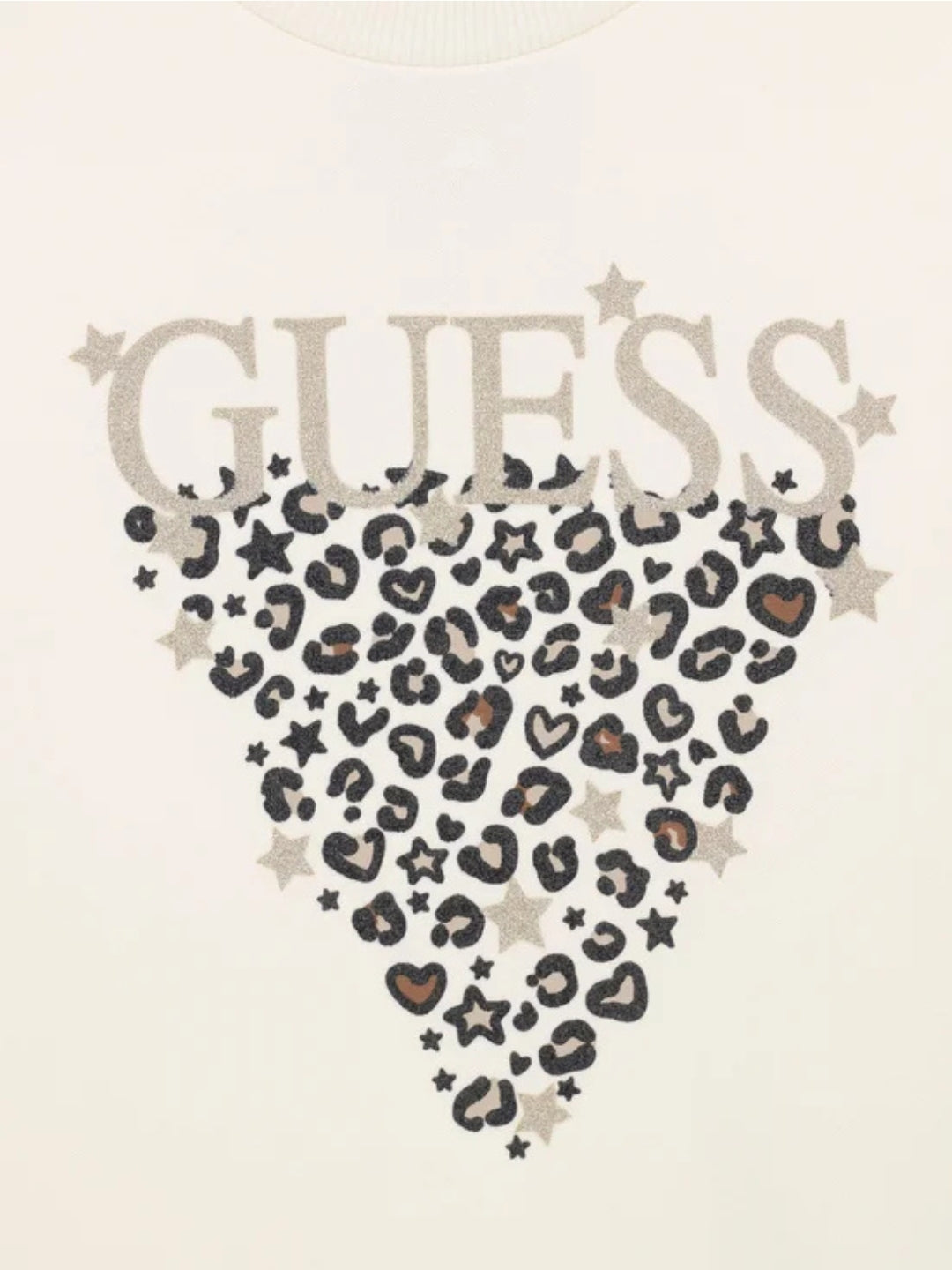 Felpa da bambina con logo lettering sul davanti con triangolo stilizzato a fantasia animalier sul davanti K6BQ01K5893