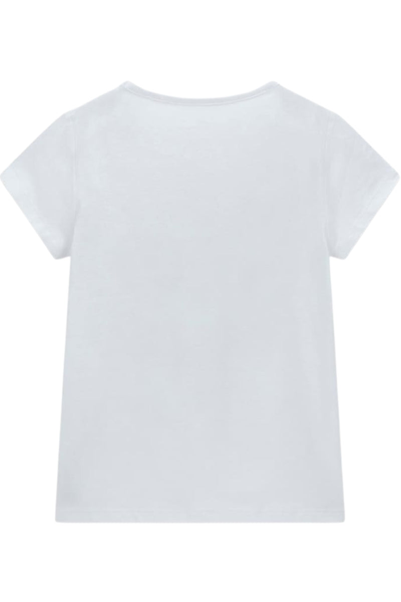 T-shirt da neonata e bambina con maxi stampa loggata con orsacchiotto e glitter K6RI03K6YW4