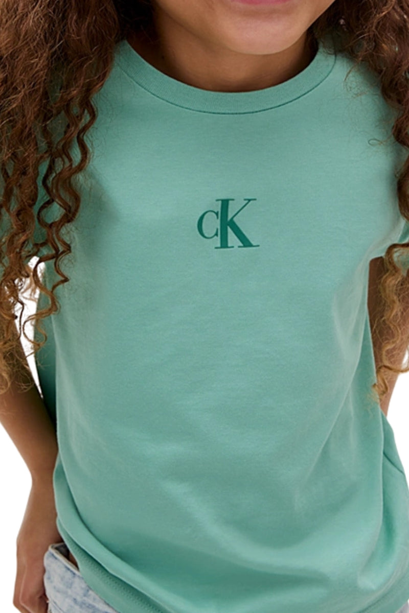 T-shirt girocollo da ragazza in cotone con logo monogram sul davanti  IG0IG02136L40