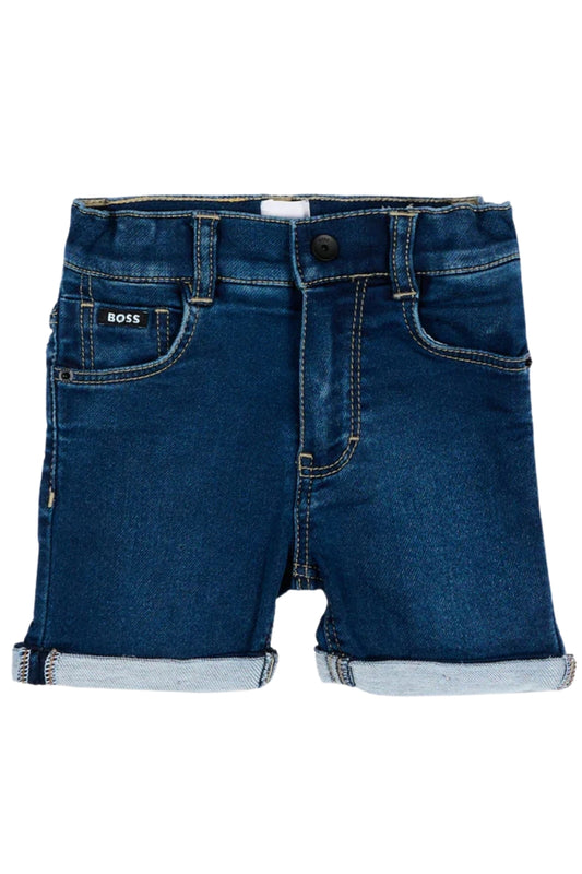 Bermuda da neonato e bambino in denim con risvolti sul fondo J52872/Z07