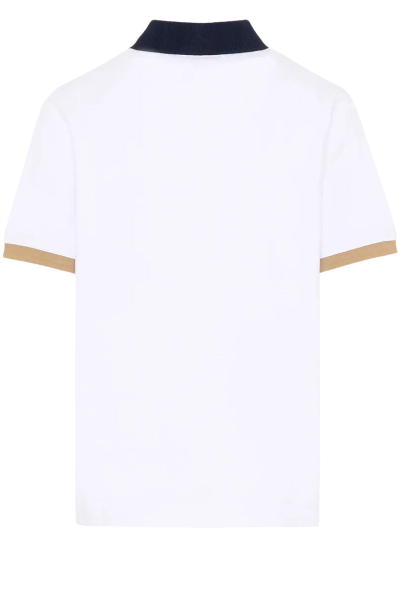 Polo da ragazzo in cotone con dettagli a contrasto colore e logo lettering J52955/10P