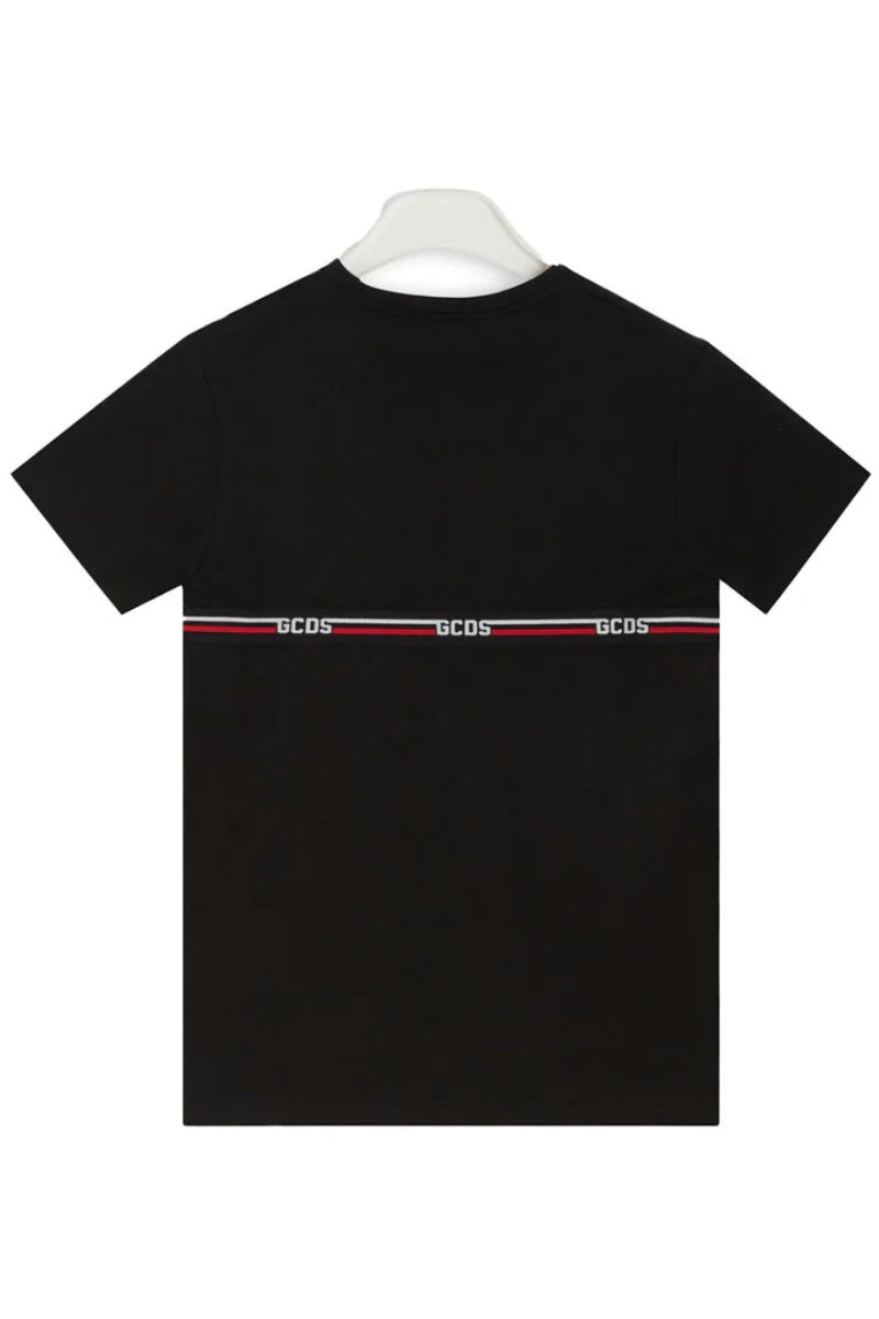T-shirt da ragazzo in cotone con multi logo a contrasto fronte e retro C1BJQC553J105