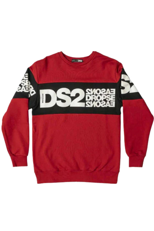 Felpa girocollo da ragazzo con maxi banda con logo a contrasto FW25215