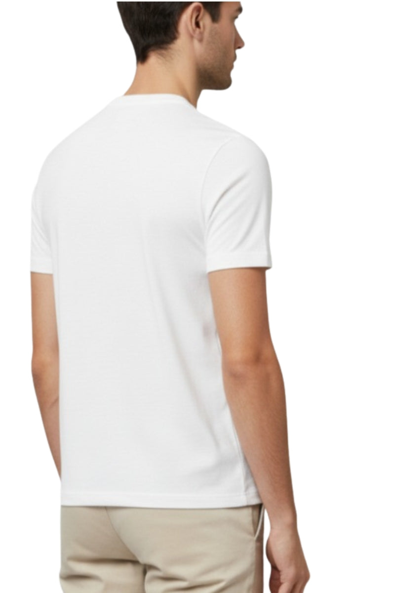 T-shirt girocollo da uomo con stampa logo lettering a contrasto a sinistra FW25225