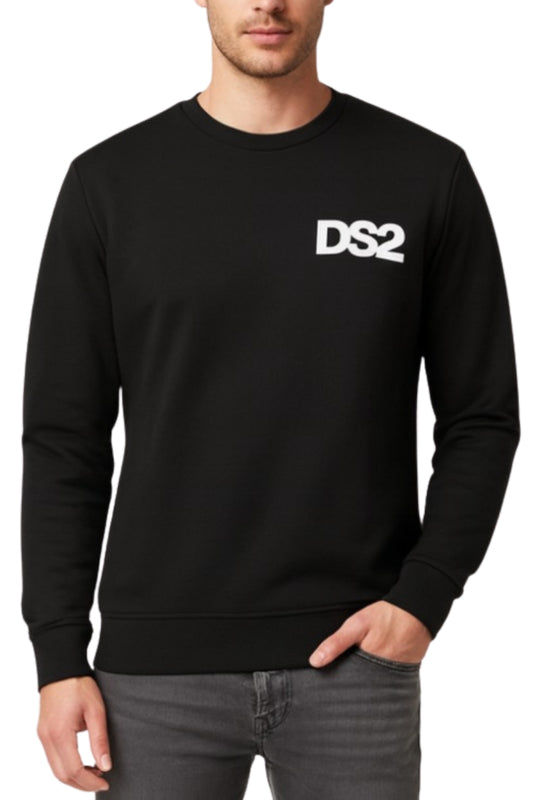 Felpa girocollo da ragazzo con stampa logo a contrasto a sinistra FW25229