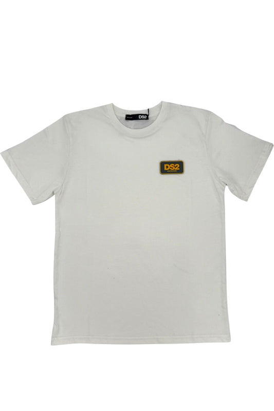 T-shirt girocollo da ragazzo a maniche corte con logo gommato FW25243