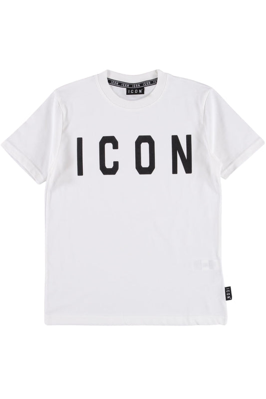 T-shirt girocollo da ragazzo a maniche corte con maxi logo lettering a contrasto IBKS00746