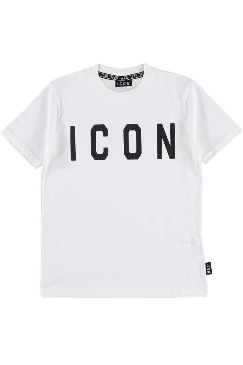 T-shirt girocollo da ragazzo a maniche corte con maxi logo lettering a contrasto IBKS00746