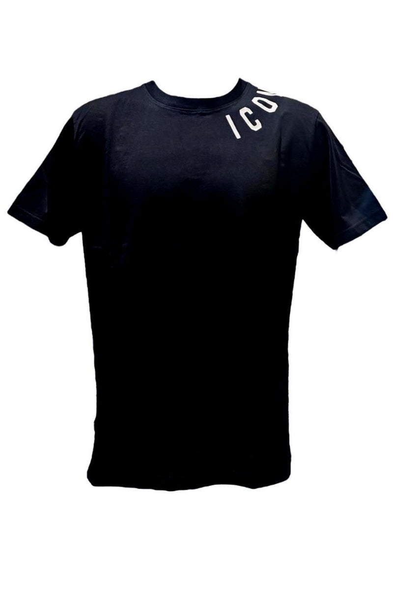 T-shirt girocollo da ragazzo in cotone con logo lettering laterale a contrasto IBKS00753