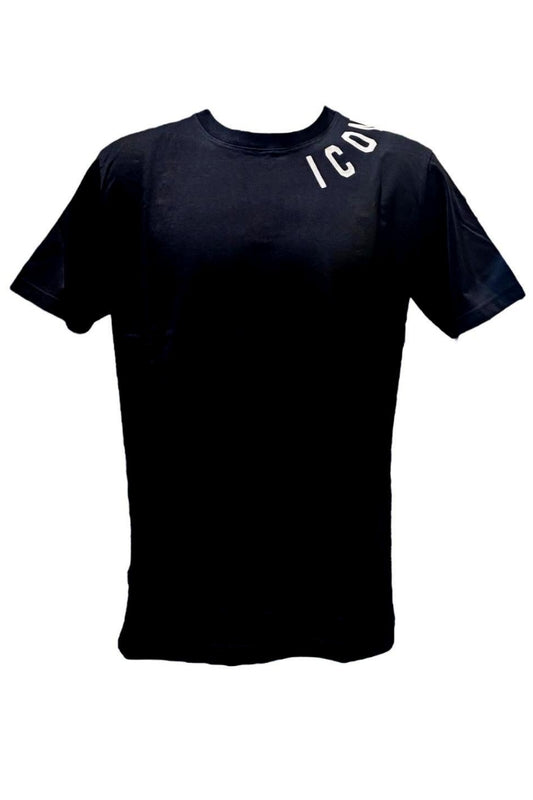 T-shirt girocollo da ragazzo in cotone con logo lettering laterale a contrasto IBKS00753