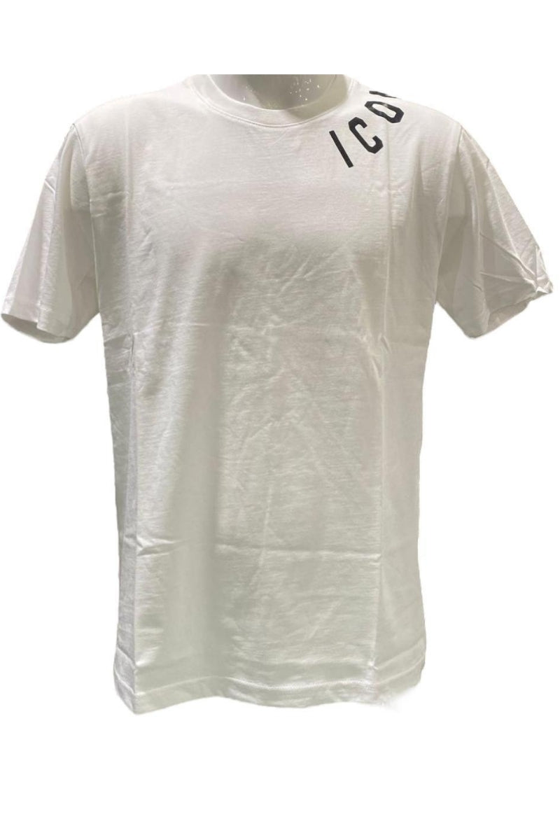 T-shirt girocollo da ragazzo in cotone con logo lettering laterale a contrasto IBKS00753
