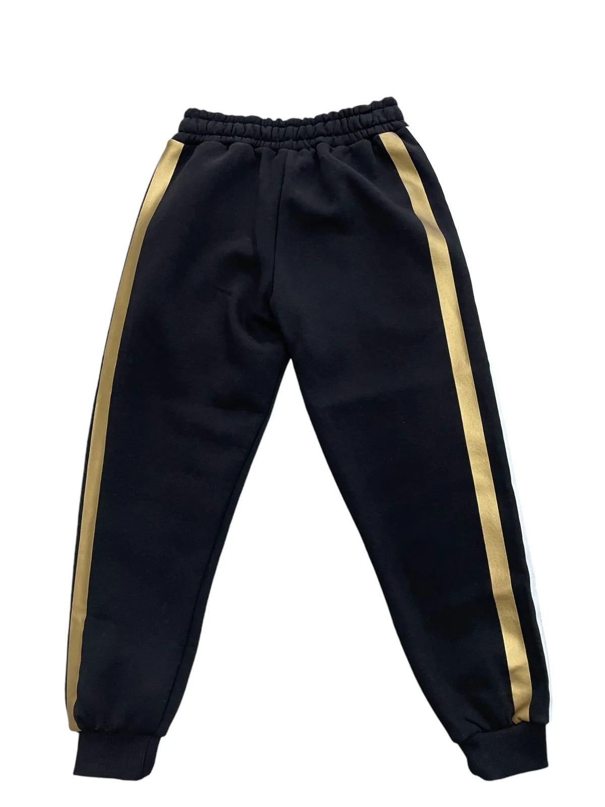 Pantaloni tuta da ragazzo con strisce laterali e logo frontale a sinistra