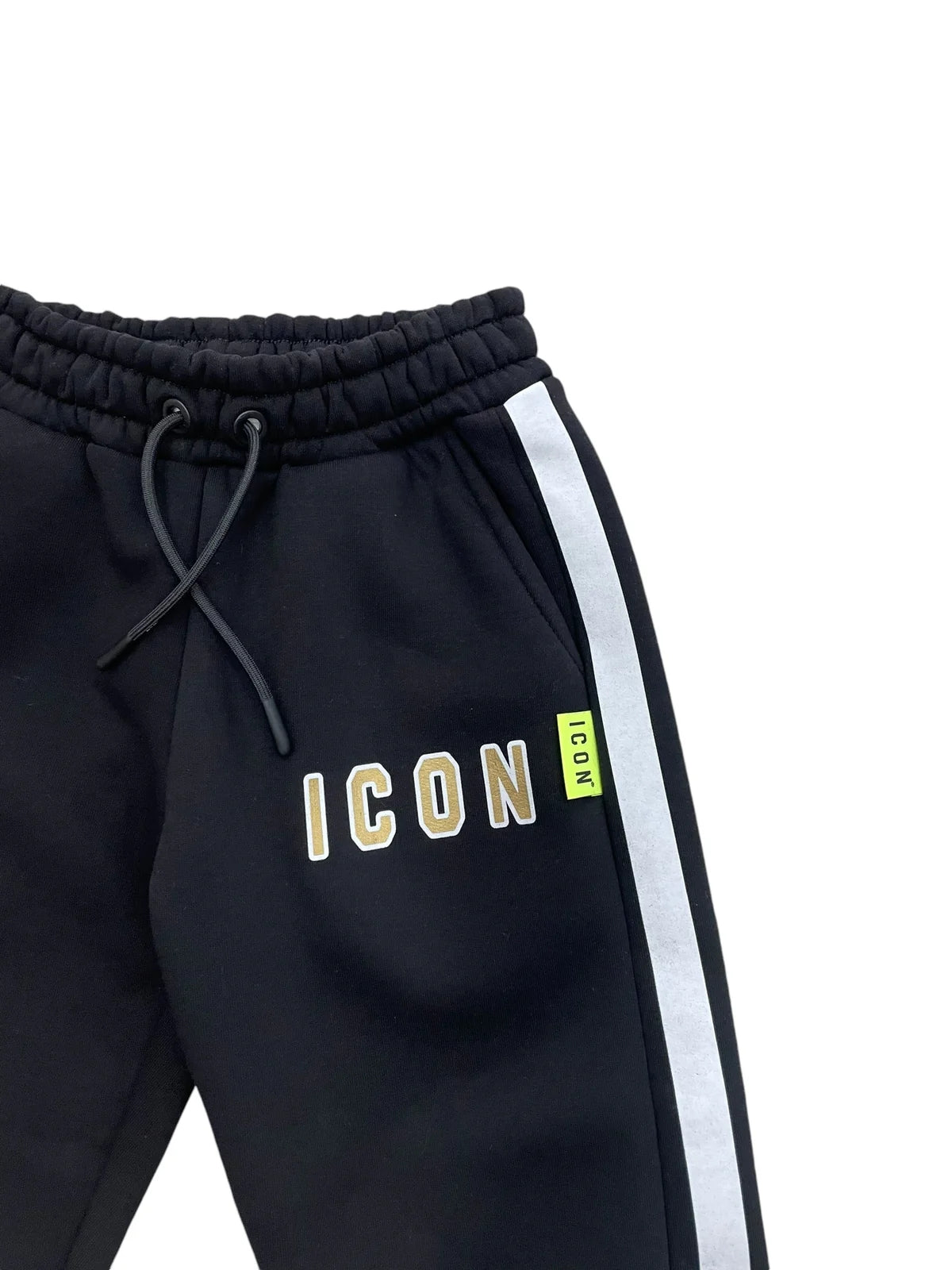 Pantaloni tuta da ragazzo con strisce laterali e logo frontale a sinistra