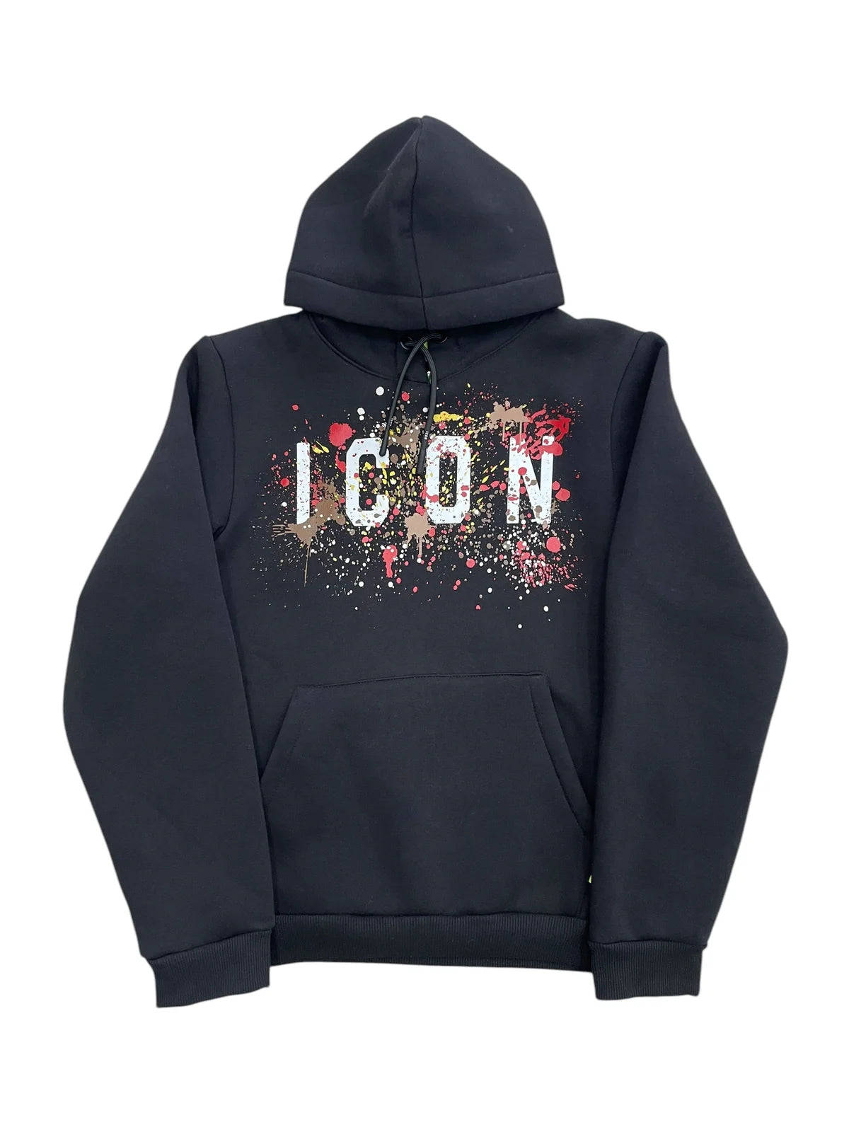 Felpa con cappuccio e maxi logo frontale a fantasia