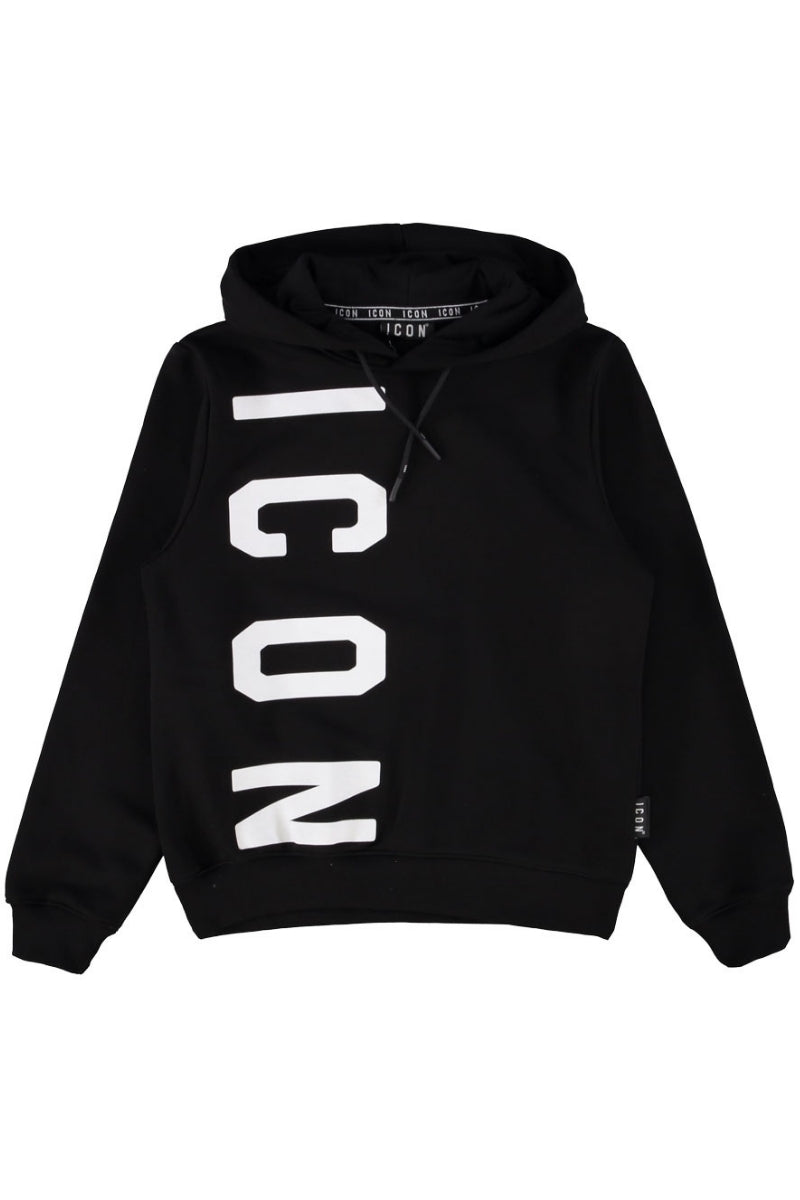 Felpa da ragazzo con maxi logo lettering verticale stampato lungo il fianco IBSW00749