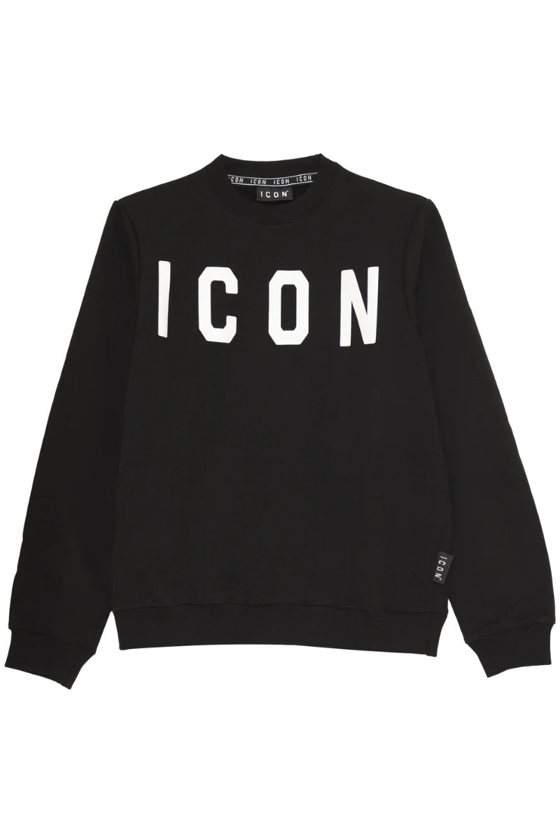 Felpa girocollo da ragazzo con logo lettering a contrasto frontale IBSW00750