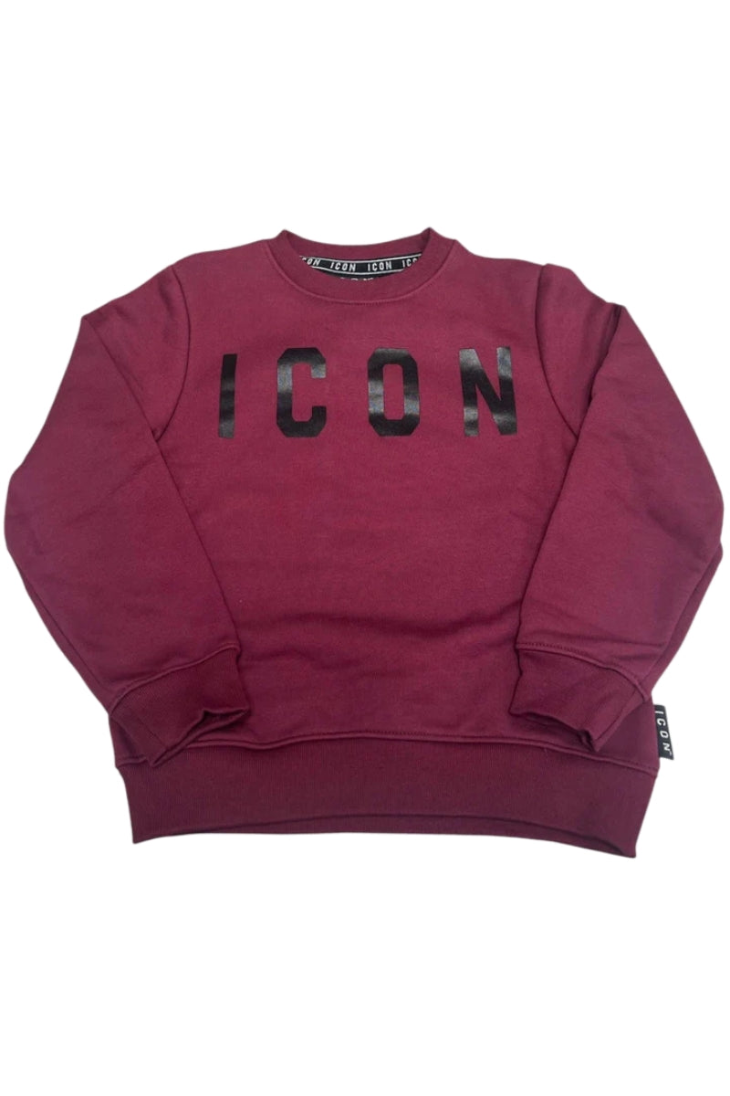 Felpa girocollo da ragazzo con logo lettering a contrasto frontale IBSW00750