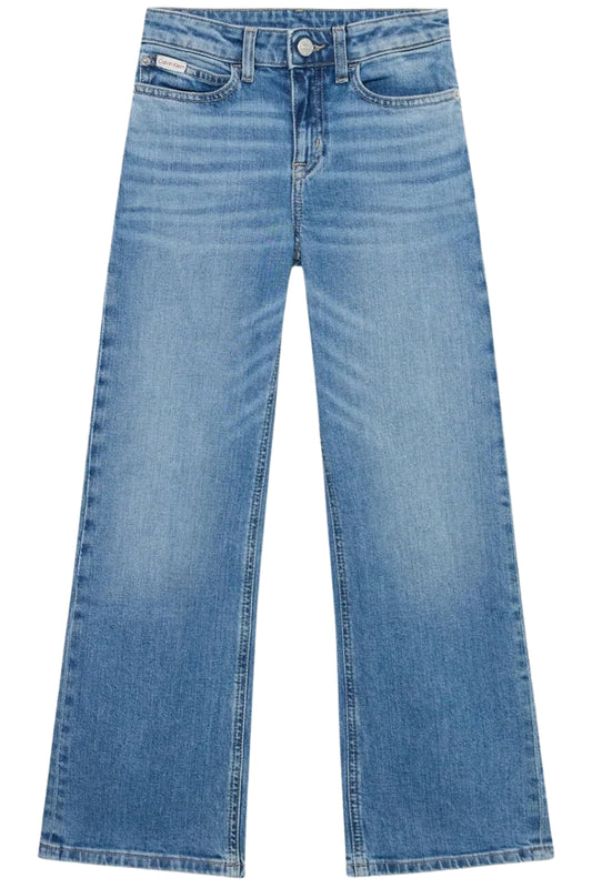 Jeans da ragazza in cotone a gamba larga e vita regolabile IG0IG029851AA