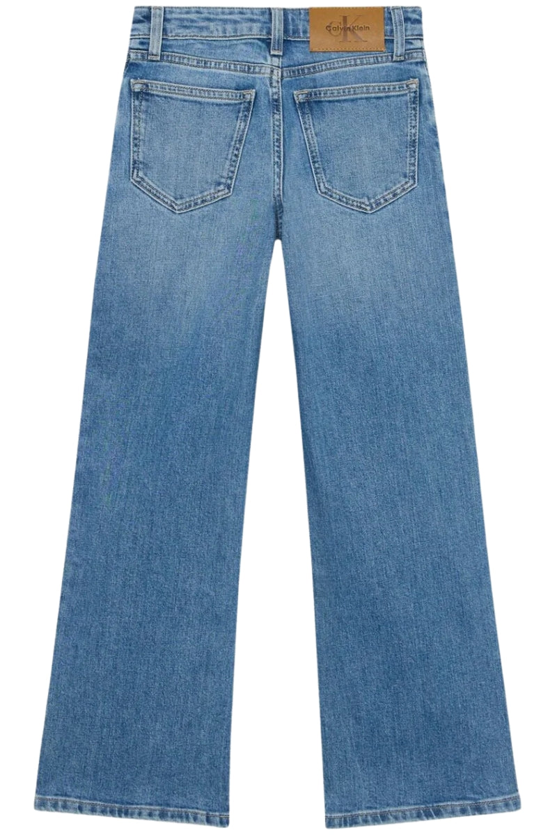 Jeans da ragazza in cotone a gamba larga e vita regolabile IG0IG029851AA
