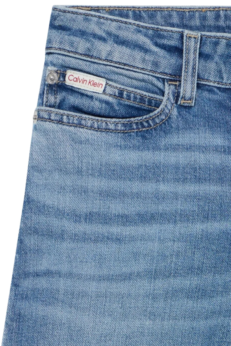 Jeans da ragazza in cotone a gamba larga e vita regolabile IG0IG029851AA